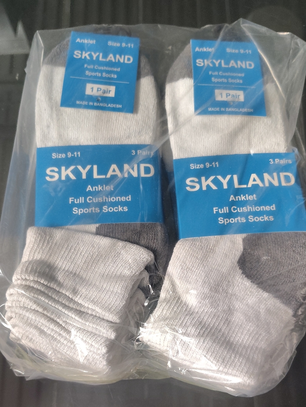 12 Pair Skyland Anklet Full Cushioned Sports Socks White Size 9-11